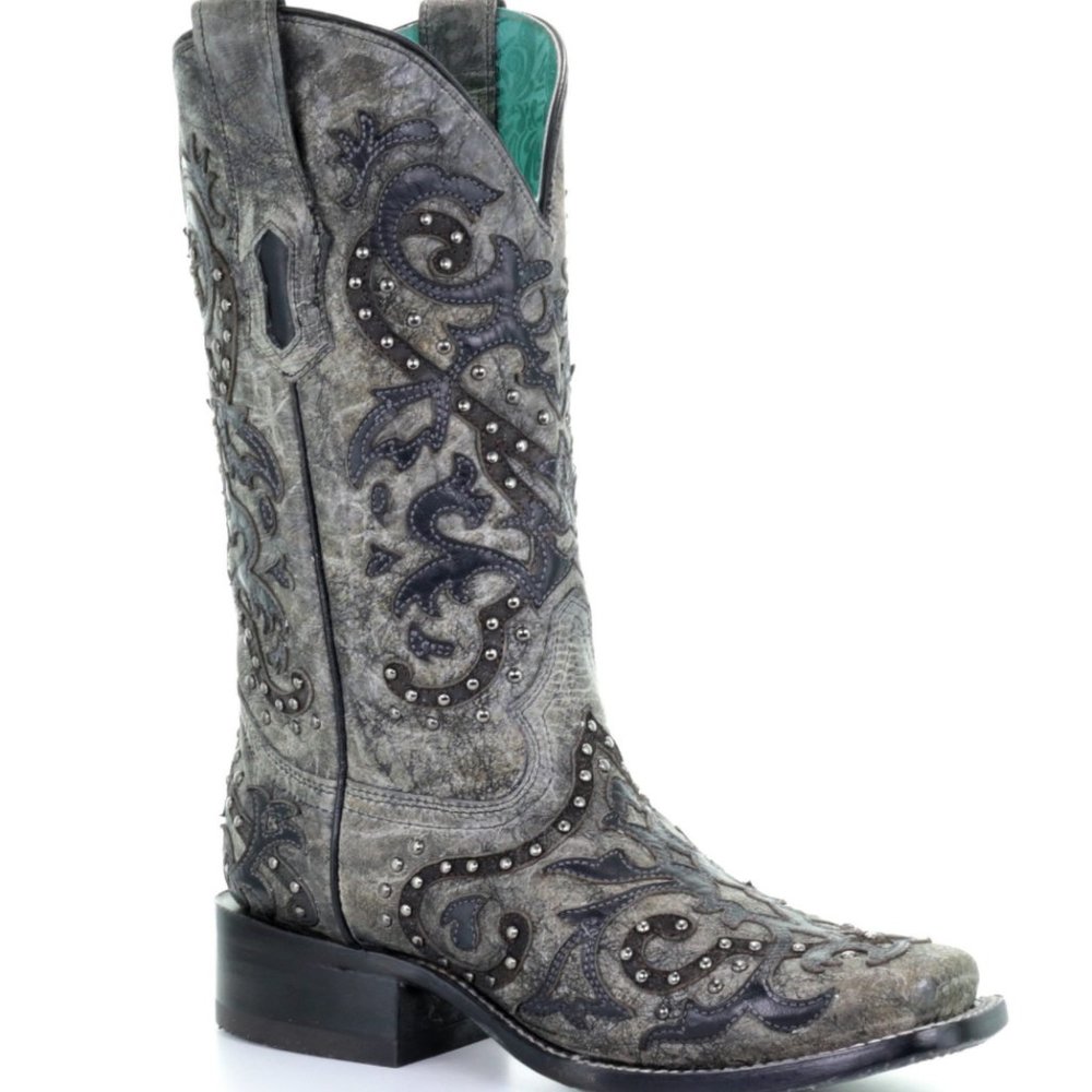 Corral Women's Black Studded Overlay Western Boots
